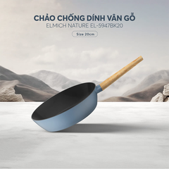 Chảo chống dính vân gỗ Elmich size 20cm Nature EL-5947MG20