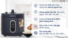 Nồi cơm nắp gài Sunhouse 3 lít SHD8309