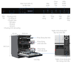 Máy rửa chén độc lập Toshiba 15 bộ DW-15F7(G)-VN