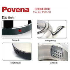 ẤM ĐUN NƯỚC ĐIỆN ĐẾ LIỀN POVENA PVN-50 (5lit)