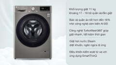 Máy giặt LG Inverter 11 kg FV1411S4P màu ghi