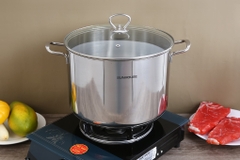 Nồi luộc gà inox 3 đáy nắp kính 28 cm Sunhouse SH28LG