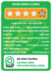 ĐIỀU HÒA MITSUBISHI ELECTRIC 1 CHIỀU INVERTER SIÊU SANG TRỌNG MSY-GR50VF - 2HP (17,742 BTU/H)