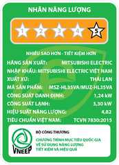 ĐIỀU HÒA MITSUBISHI ELECTRIC 2 CHIỀU INVERTER SANG TRỌNG MSZ-HL35VA - 1.5HP (12,000 BTU/H)