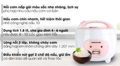 Nồi cơm nắp gài Sunhouse 1.8 lít SHD8607W