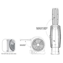 Quạt Sạc Tích điện ROMAN HFR12A1