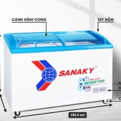 Tủ Đông kính cong Sanaky VH-3899K3 Inverter 260 Lít