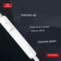 Dây Kết Nối Từ Cổng Lightning Sang 1 Cổng 3.5 Có Mic Earldom AUX - 42 ( Kèm phím điều chỉnh âm lượng )
