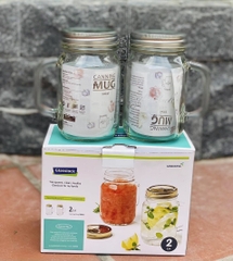 SET 2 CỐC GLASSLOCK Hàn Quốc CÓ TAY CẦM 500ml IG753