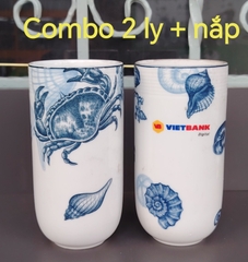 Bộ 2 ly sứ dưỡng sinh K4 họa tiết Đại Dương gốm sứ Minh Long