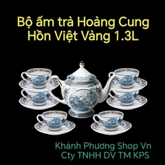 Bộ ấm trà Hoàng Cung Hồn Việt Vàng 1.3L gốm sứ Minh Long