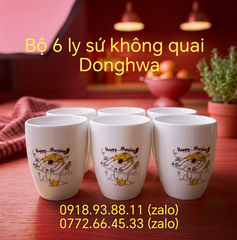 Bộ 6 ly sứ Donghwa không quai 280ml - ly sứ uống nước không quai