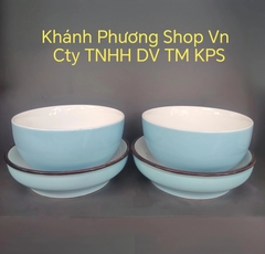 Bộ 4 tô dĩa sứ màu xanh biển - tô dĩa sứ tráng men cao cấp