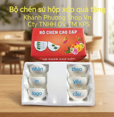 Bộ chén sứ hộp xốp quà tặng nhận in logo theo yêu cầu