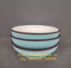 Combo 3 dĩa sứ lòng sâu 18cm màu xanh ngọc