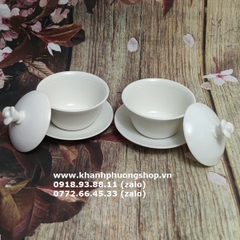 bộ chén uống trà Tulip sứ Minh Long 0.18L - bộ chén sứ uống trà có nắp minh long