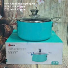 nồi Elmich vân đá 3 đáy size 20cm màu xanh ngọc - nồi Elmich 3 đáy