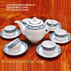 bộ ấm trà gốm sứ Minh Long chim lạc vàng - bộ ấm trà gốm sứ Minh Long