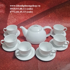bộ ấm trà sứ Minh Long 1.1L - bộ ấm trà sứ trắng minh long