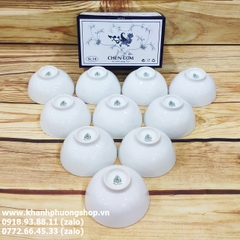 bộ 10 chén sứ trắng Minh Long - chén sứ Minh Long