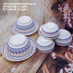 bộ chén tô dĩa sứ họa tiết thổ cẩm - bộ chén tô dĩa sứ