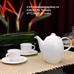 bộ ấm trà Cordon sứ Minh Long 1.3L - bộ ấm trà sứ trắng minh long 1.3L