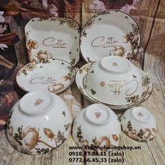 bộ chén tô dĩa sứ Cotton cao cấp, sang trọng - bộ bàn tô chén dĩa sứ đẹp