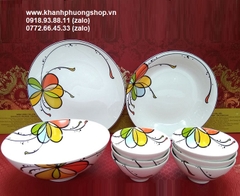 dĩa hột xoài Daisy Bóng Bay sứ Minh Long - dĩa sứ Minh Long Daisy Bóng Bay hình oval