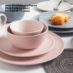 bộ tô dĩa sứ màu hồng phấn - bộ tô dĩa màu hồng phấn