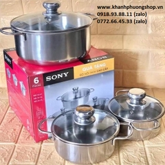 bộ 3 nồi inox 16,18,24cm xài bếp từ - bộ 3 nồi inox xài bếp từ 16,18,24cm