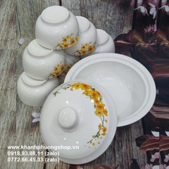 chén sứ trắng hình hoa mai - chén sứ trắng