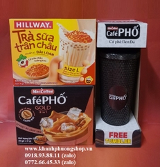 combo 2 hộp cà phê và trà sữa trân châu tặng kèm ly giữ nhiệt 2 lớp