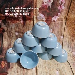 bộ 10 chén cơm sứ màu xanh ngọc - chén sứ màu xanh ngọc