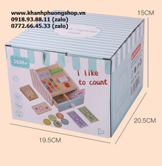 bộ đồ chơi máy tính tiền siêu thị bằng gỗ - đồ chơi máy tính tiền cho bé