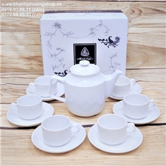 bộ ấm trà gốm sứ Minh Long - bộ ấm trà sứ trắng Minh Long