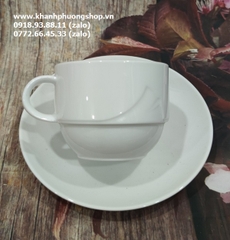 tách uống cà phê capuchino, latte sứ Minh Long màu trắng