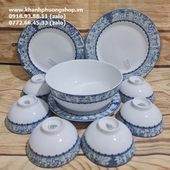 bộ bàn ăn cao cấp Vinh Quy Nhạt sứ Minh Long 13 món - bộ bàn ăn vinh quy nhạt sứ minh long