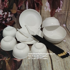 bộ chén tô dĩa sứ trắng 20 món - bộ bàn ăn sứ trắng 20 món