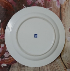 dĩa lam xưa vẽ hoa sứ Nhật cao cấp size 26cm - dĩa tròn vẽ hoa xanh gốm sứ nhật size 26cm