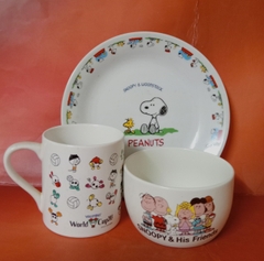 bộ chén ly dĩa sứ hoạ tiết hoạt hình chó snoopy - bộ bàn ăn mẫu hoạt hình