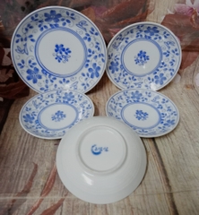 dĩa sứ hoa xanh gốm sứ Nhật nhiều kích thuớc - dĩa sứ tròn hoa xanh lòng sâu