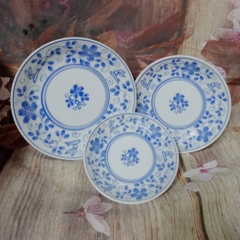 dĩa sứ hoa xanh gốm sứ Nhật nhiều kích thuớc - dĩa sứ tròn hoa xanh lòng sâu