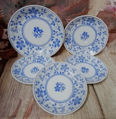 dĩa sứ hoa xanh gốm sứ Nhật nhiều kích thuớc - dĩa sứ tròn hoa xanh lòng sâu