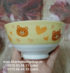 chén sứ hoạ tiết gấu nâu size 12cm - chén sứ mẫu hoạt hình 12cm