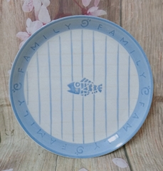 dĩa sứ Nhật hình cá màu xanh biển 26cm - dĩa sứ hình cá gốm sứ nhật cao cấp