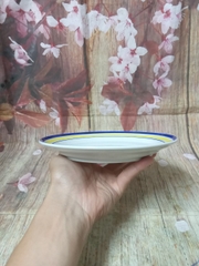 dĩa tròn lòng sâu viền 2 màu size 20cm - dĩa sứ tròn sâu lòng 20cm