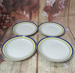 dĩa tròn lòng sâu viền 2 màu size 20cm - dĩa sứ tròn sâu lòng 20cm