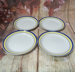 dĩa tròn 20cm viền xanh gốm sứ Nhật cao cấp - dĩa sứ tròn viền xanh 20cm