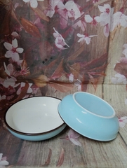 Dĩa sứ lòng sâu 18cm màu xanh biển - dĩa sứ sâu lòng size 18cm