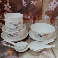 Bộ chén tô dĩa sứ 14 món Hoa Đào Mùa Xuân